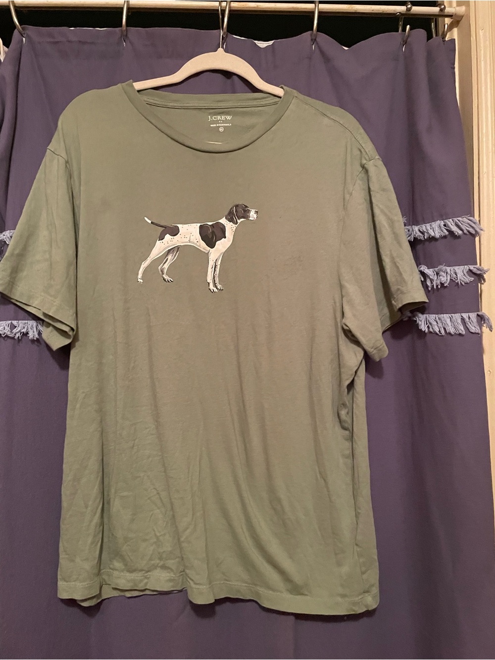 J. Crew Olive Green Dog Graphic Tee